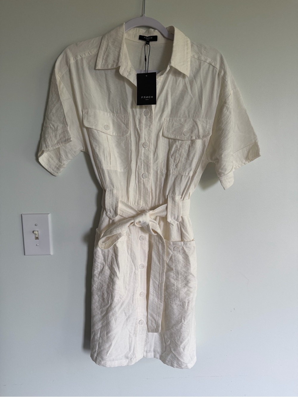 FRNCH Paris Cream Button-Front Dress Quiet Luxury Coastal European Summer